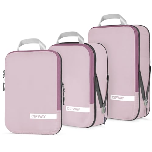 Cipway Compression Packing Cubes for Travel Ultralight Expandable Packing Organizers for Carry on Luggage (Mauve Pink 3 Set) - color: Mauve Pink, size: 3PCS