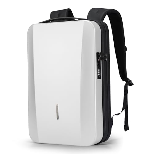 MARK RYDEN Laptop Backpack for Men, Hard Shell Anti-Theft Backpack with TSA Approved Lock and USB Charging Port, Business Backpack for Working, Commuting - color: White, size: Hard Shell Backpack 2