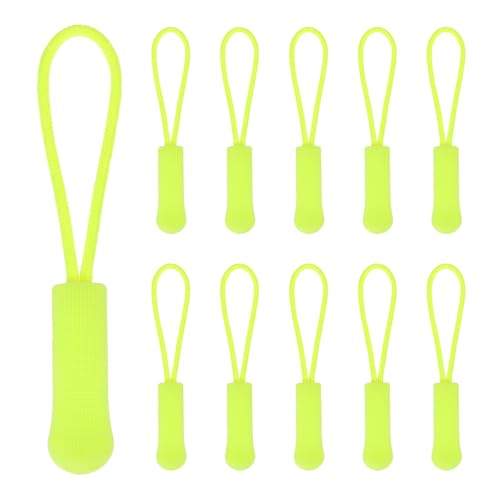 PATIKIL 2.6 Inch Zipper Pulls Replacement, 50 Pcs Nylon Cord Extension Zipper Pull Tab Tags for Handbag Backpacks Jackets Luggage Purses, Fluorescent Green - color: Fluorescent Green