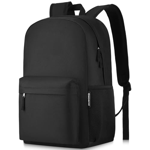 ZUBOND Unisex Black Backpack for School & Travel - Lightweight Laptop Backpack Fits 15.6 Inch Notebook, Water Bottle Pocket - Ideal for Teens, College Students, Adults - color: Black, size: 15.6 Inch