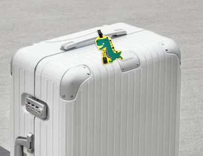 Cute Cartoon Dinosaur Silicone Luggage Tag Fun Triceratops Travel Bag Tag Personalized Labels for Cruise Airport (T-Rex) - style: T-Rex