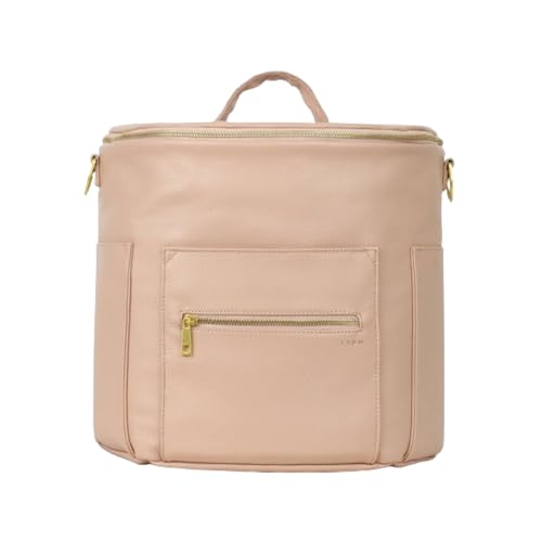 FAWN DESIGN The Original Diaper Bag, Faux Leather Diaper Bag Backpack, Vegan Leather, Large Capacity Baby Bag for Mom - color: Warm Blush