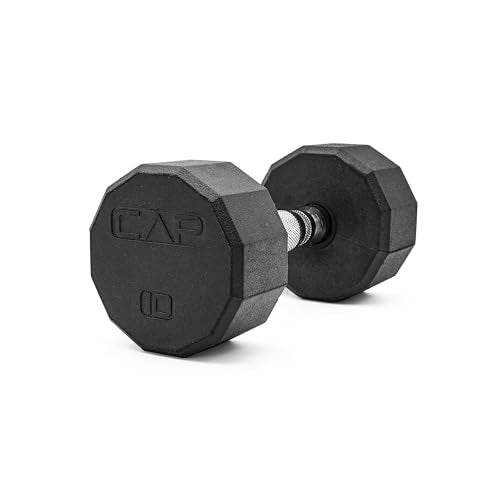 CAP Barbell Coated Hex Dumbbell Weight - Single | 10-120 lbs | Multiple Options - size: 10 lb, style: 12-Sided - Chrome Handle