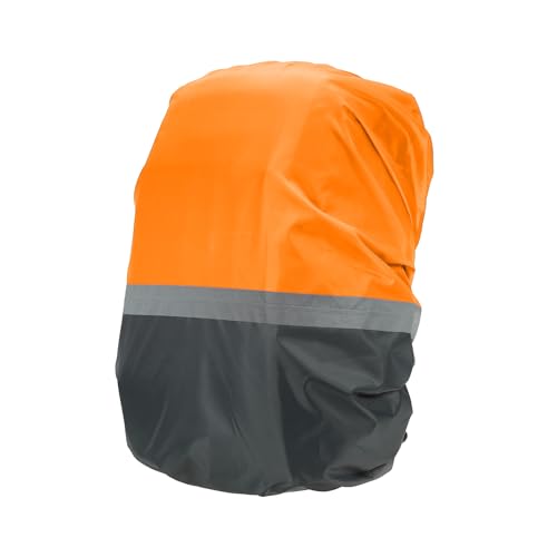 PATIKIL Waterproof Backpack Rain Cover, Non-Slip Ultralight Backpack Cover with Reflective Strip for Hiking Camping Traveling Cycling - color: Grey Orange, size: X-Large