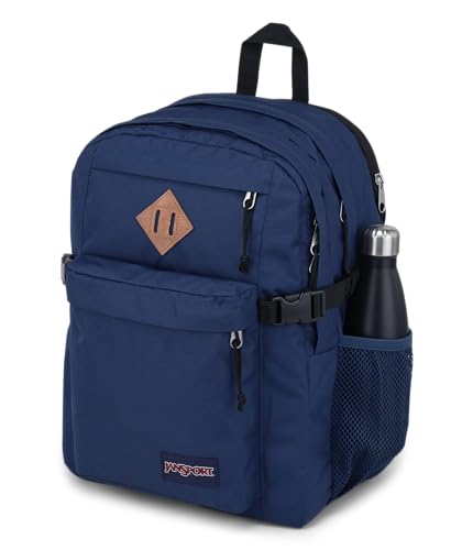JanSport Main Campus Backpack - Travel or Work backpack w 15-Inch Laptop Sleeve and Dual Water Bottle Pockets, Navy - color: Navy