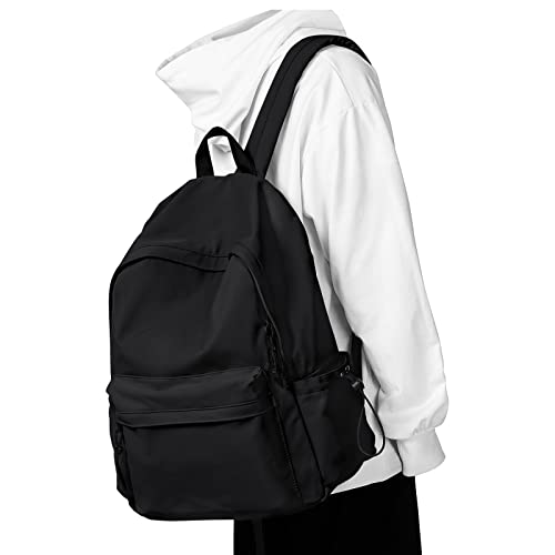 Black Middle School Backpack For Men Women Simple Backpack For College Students Aesthetic High School Bag Waterproof Bookbag For Teens Girls Boys - color: A1-black
