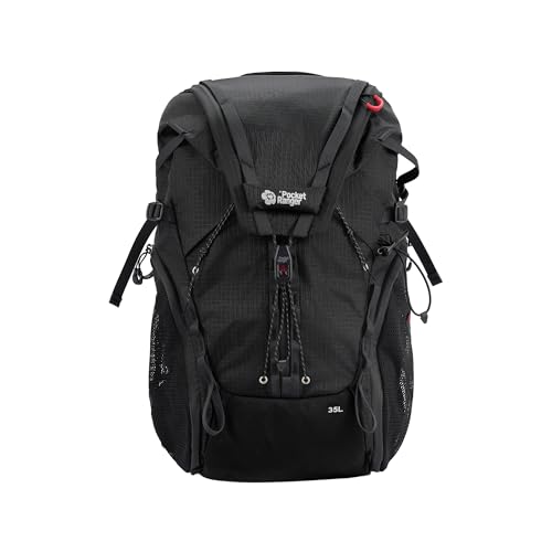VSGO Pocket Ranger Outdoor Backpack - Expandable, Suitable for Outdoor Activities, with 24 Attachment Points (Black, 35-42L) - color: Black, size: 35-42L