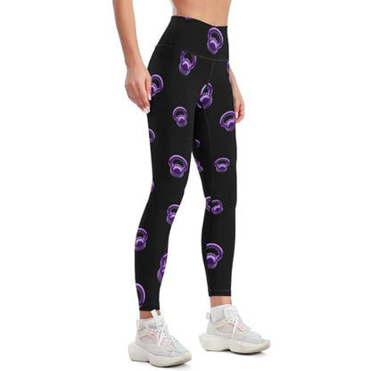 Purple Kettlebells Fitness Women's Yoga Pants High Waist Workout Leggings Tummy Control for Running Cycling - size: XX-Large
