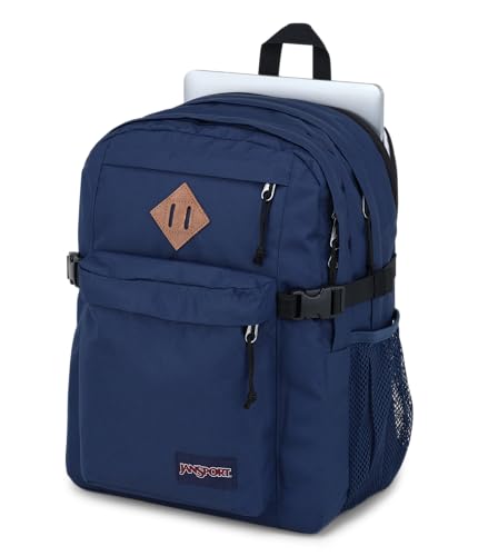 JanSport Main Campus Backpack - Travel or Work backpack w 15-Inch Laptop Sleeve and Dual Water Bottle Pockets, Navy - color: Navy