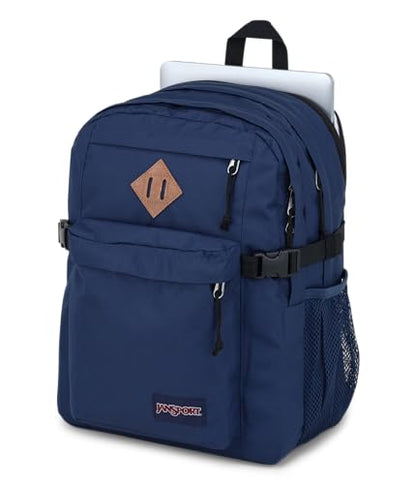 JanSport Main Campus Backpack - Travel or Work backpack w 15-Inch Laptop Sleeve and Dual Water Bottle Pockets, Navy - color: Navy