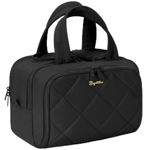 Travel Toiletry Bag, Large Wide-open Puffy Makeup Bag for Women Black - color: Black