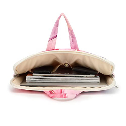 canvaslife Pink marble Patten Waterproof Laptop Shoulder Messenger Bag Case Sleeve for 14 Inch 15 Inch Laptop Case Laptop Briefcase 15.6 Inch - color: Pink Marble
