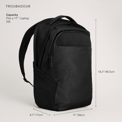 Troubadour Neo Backpack - 22L Lightweight Laptop Backpack - Ergonomic & Water Resistant - Versatile Style for Work and Travel - Charcoal Black - color: Charcoal Black