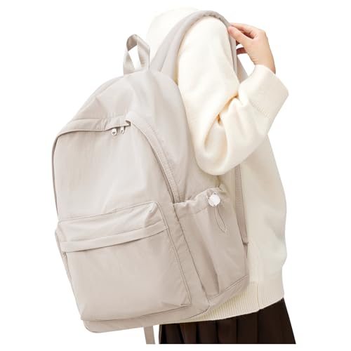Wassdin's School Backpack for Women & Girls, Waterproof & Lightweight, Cute High School & Travel Backpack - color: Khaki