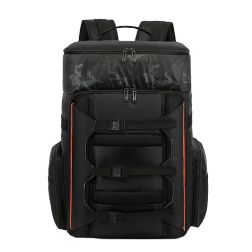 Dry Wet Separation Outdoor Backpack, Multifunctional Rucksack for Drone Camera Laptop Climbing Travel Photography Use - color: Black Orange
