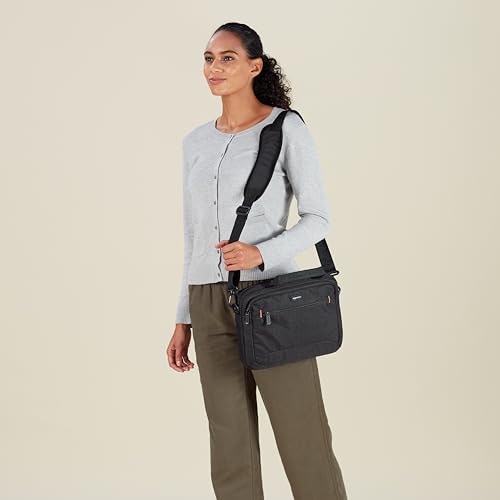 Amazon Basics 11.6 inch Laptop Bag with Shoulder Strap and Handle, Briefcase with Large Capacity Compartments for Tablets and Accessories, Black, 1-Pack - size: 11.6 Inch, style: 1-pack