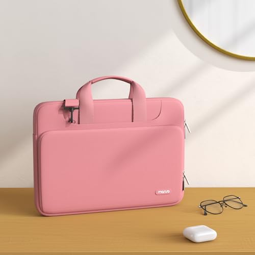 MOSISO 360 Protective Laptop Bag 15.6 inch, 15-16 inch Computer Bag Compatible with MacBook Air 15 inch/Pro 16 inch, HP,Dell,Lenovo,Asus,Notebook, Laptop Carrying Case with Strap&Handle, Dusty Rose - color: Dusty Rose, size: 16 inch