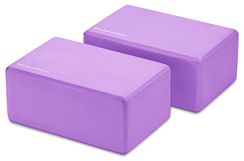 Fitvids Set of 2 High Density Yoga Blocks, 9"x6"x4" Each, Pair, Multiple Colors - color: Purple