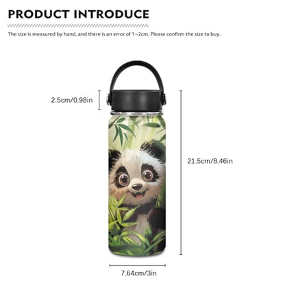 Flashideas Cute Panda Backpack for Boys Girls Backpack with Lunch Box Water Bottle 32 oz and Water Bottle Holder 4Pcs Set 17" Bookbag with Compartments for School Sturdy School Bag for Kids Elementary - color: Bamboo Panda