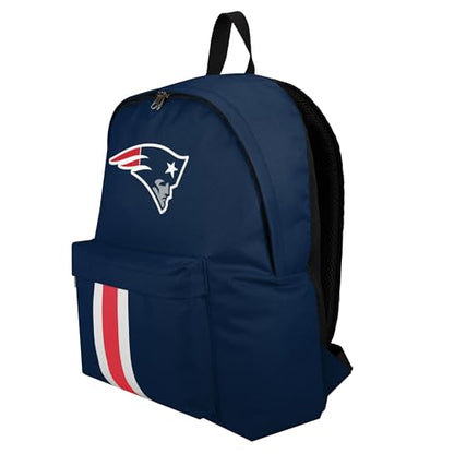 FOCO NFL Officially Licensed Team Color Primary Logo Solid Stripe Football School Bag Travel Backpack - New England Patriots - Navy - color: New England Patriots