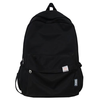 Cute Aesthetic Backpack Y2K Simple Solid Color Kawaii Backpacks Travel Laptop Backpack (Black) - color: Black
