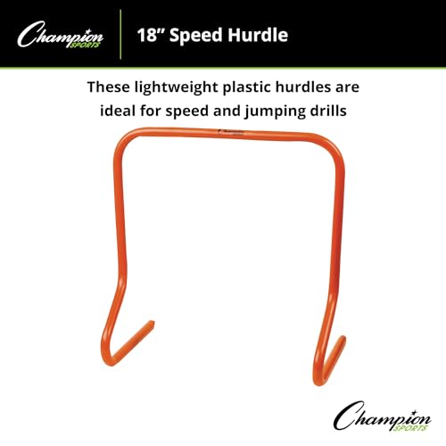 Champion Sports Speed Hurdles – Lightweight Adjustable Agility & Jump Training for Athletes - Speed & Stride Drills, Soccer, Football & Track - style: 18" Orange (Single Hurdle)