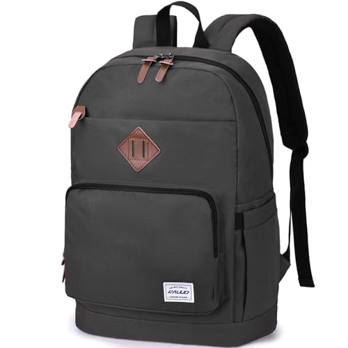 RAVUO School Backpack for Men Women, Water Resistant 15.6 inch Laptop Bag College Bookbag Casual Daypack Travel Rucksack - color: Grey