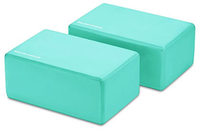 Fitvids Set of 2 High Density Yoga Blocks, 9"x6"x4" Each, Pair, Multiple Colors - color: Green