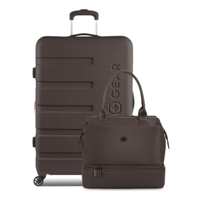 SwissGear 7366 Signature Hardside Expandable Luggage with Spinner Wheels and TSA Lock, Weekender Tote, Chocolate, 2-Piece Set (Weekender/27) - color: Chocolate, size: 2-Piece Set (Weekender/27")