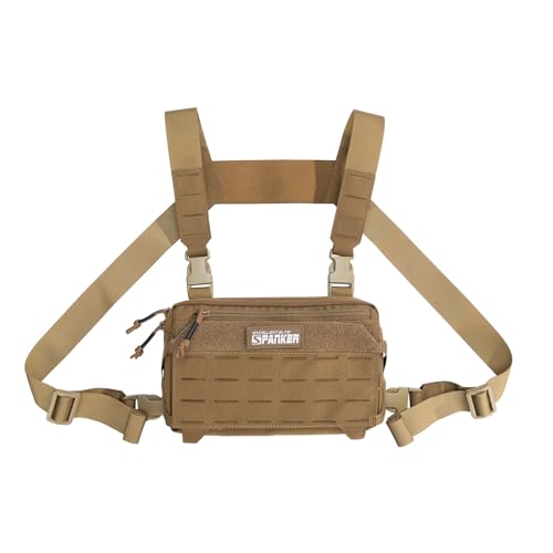 EXCELLENT ELITE SPANKER Tactical Chest Rig Pack EDC Chest Bag Molle Utility Chest Pouch for Outdoor Hunting Workouts Hiking - color: Coyote Brown