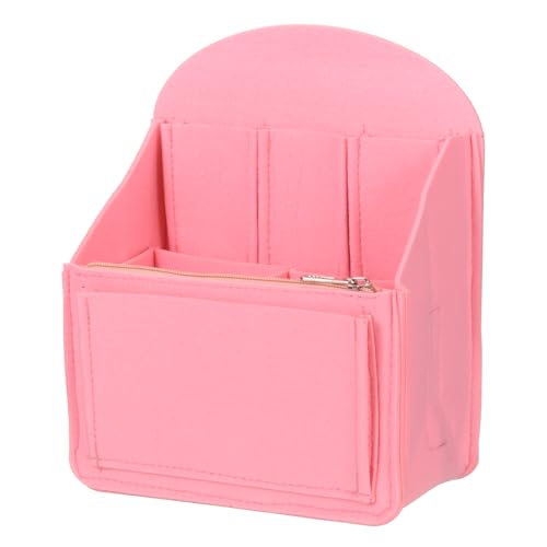 uxcell Purse Organizer Insert, Portable Felt Organizer Bags with Metal Zipper Multiple Compartments Purse Liner for Backpack Rucksack Handbag Shoulder Bag (7.7 x 4.7 x 10.4, Pink) - color: Pink, size: 7.7 x 4.7 x 10.4"