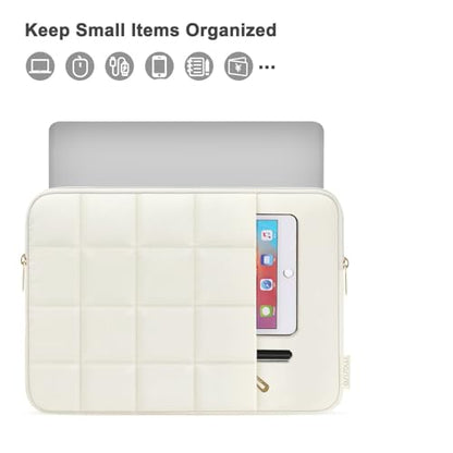 MOSISO Laptop Case 16 inch, 15-15.6 inch Puffy Laptop Sleeve Compatible with MacBook Pro 16 M5 M4 M3 M2 M1, HP Acer Dell Lenovo,Twelve Square Quilted Bag with Vertical Pocket&Small Case, Sand - color: Sand, size: 16 inch