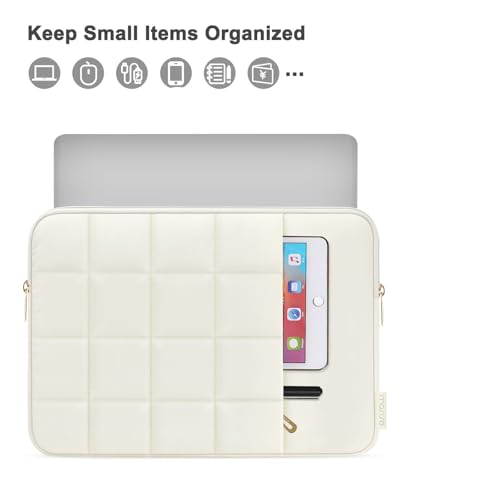 MOSISO Laptop Case 13.3 inch,13-13.3 inch Puffy Laptop Sleeve Compatible with MacBook Air 13 13.6/Neo/Pro 13/Pro 14,HP Dell ASUS,Twelve Square Quilted Bag with Vertical Pocket&Small Case, Sand - color: Sand, size: 13.3 inch