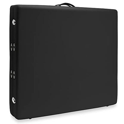 Saloniture Portable Physical Therapy Massage Table - Low to Ground Stretching Treatment Mat Platform - Black - color: Black