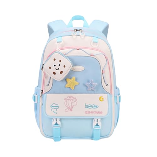 Girls Backpack Cute Star Bookbag for Elementary Middle School Kids Teens Kawaii Book Bag Preppy Y2k Aesthetic Back Pack 6-8 8-10 10-12 (Blue) - color: Blue