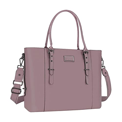 MOSISO Laptop Bag for Women, 17.3 inch Waterproof Vintage PU Leather Briefcase Shoulder Computer Laptop Tote Bag for Office Work, Purple - color: Purple, size: 17.3 inch
