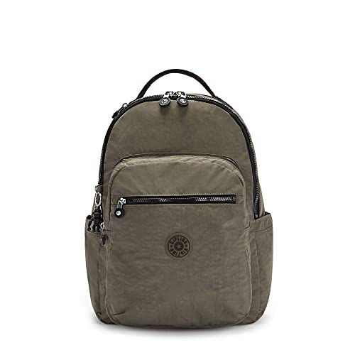 Kipling Women's Seoul 15" Laptop Backpack, Durable, Roomy with Padded Shoulder Straps, Built-In Protective Sleeve - color: Green Moss, size: 12.75''L x 17.25''H x 8''D