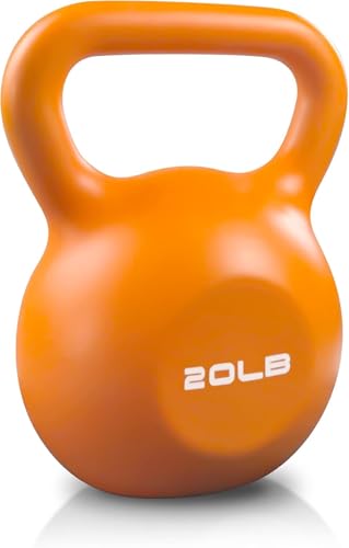 Vinyl Coated Kettlebell with Comfortable Flat Bottom Non-Slip Grip, Strength Training Kettlebells for Women & Men, Kettle Ball for Full Body Workout & Exercise Fitness