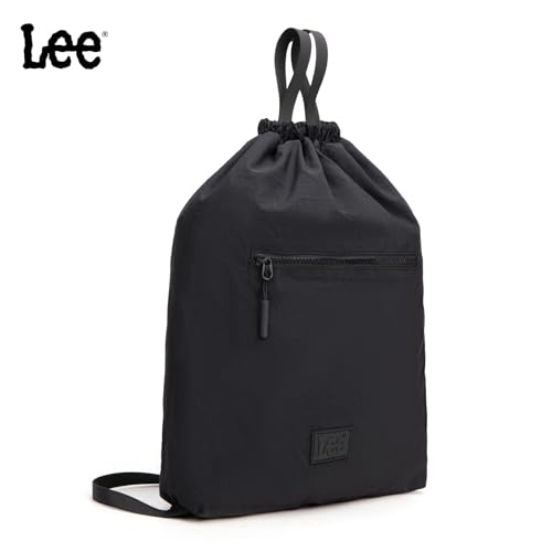 Montana West Lee Drawstring Backpack Bag Lightweight Small Gym Swim Beach Bag Water Resistant Sports Sackpack for Men Women, LEE48-002BK - color: Black