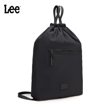 Montana West Lee Drawstring Backpack Bag Lightweight Small Gym Swim Beach Bag Water Resistant Sports Sackpack for Men Women, LEE48-002BK - color: Black