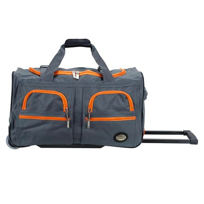 Rockland Rolling Duffel Bag, Black, 22" - color: CHARCOAL, size: 30"