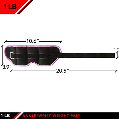 JFIT Ankle Weights - Ankle Weight Pair 10 Weight and Bundle Options - 0.5 to 8 lbs. Each (Set of 2) Adjustable Straps – Comfortable, Breathable, Moisture Absorbent Weight Straps for Men and Women - size: 1 lb Pair