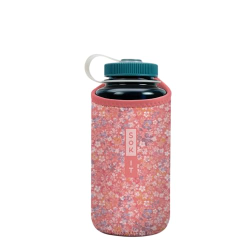 Sok It BotlSok Water Bottle Sleeve Insulated Neoprene Cover (Blushing Blooms, Fits 32oz Nalgene) - color: Blushing Blooms, size: Fits 32oz Nalgene