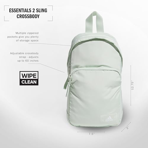 adidas Essentials Crossbody – Athletic Sling Bag with Phone Pocket - color: Linen Green/2.0