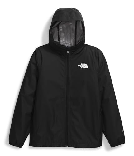 THE NORTH FACE Kids' Zipline Rain Jacket | Breathable Waterproof Rain Coat, Elastic Cuffs, Zip Pockets, Water Repellent - color: Tnf Black, size: Large