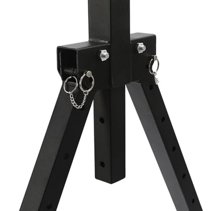 Foldable Pull Up Bar Stand, 440LBS Capacity Multifunction Triangular Structure Pull Up Station Home Gym Strength Training Workout Equipment with Adjustable Height for Pull-Ups Dips Push-Ups & More