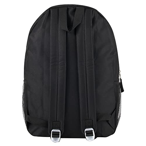 Trail maker 19" Classic School Backpacks with Mesh Side Pockets, Solid Color Backpack for Kids, Adult, Travel - color: Black & Pink