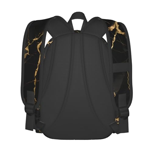 cfpolar 17 Inch Backpack Black & Gold Marble Art Laptop Bag Shoulder Bag School Bookbag Casual Daypack For Boys Girls - color: B94-black & Gold Marble