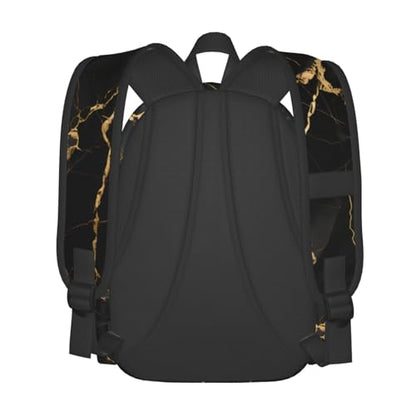 cfpolar 17 Inch Backpack Black & Gold Marble Art Laptop Bag Shoulder Bag School Bookbag Casual Daypack For Boys Girls - color: B94-black & Gold Marble