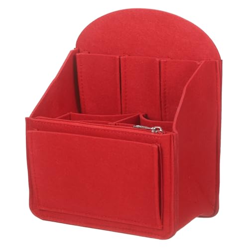 uxcell Purse Organizer Insert, Portable Felt Organizer Bags with Metal Zipper Multiple Compartments Purse Liner for Backpack Rucksack Handbag Shoulder Bag (7.7 x 4.7 x 10.4, Red) - color: Red, size: 7.7 x 4.7 x 10.4"